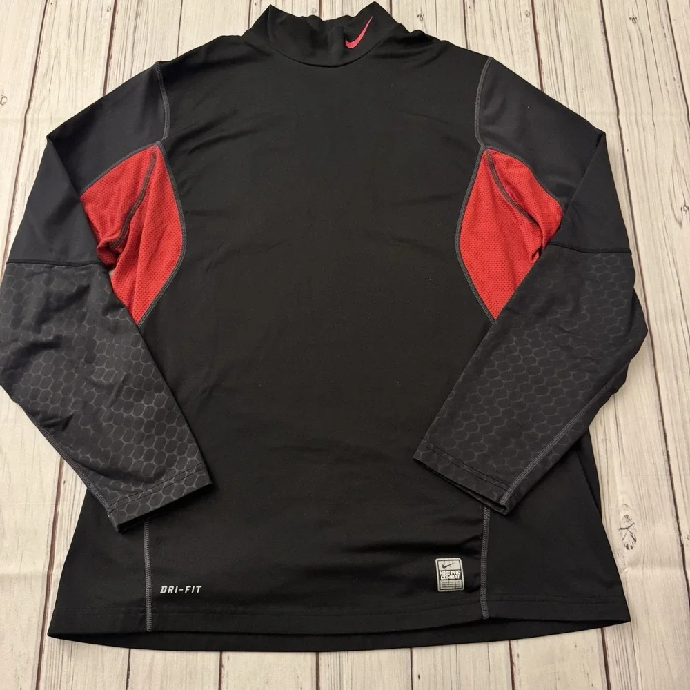 NIKE PRO COMBAT MENS SHIRT COMPRESSION JERSEY LONGSLEEVE SPORT GYM SIZE ADULT XL